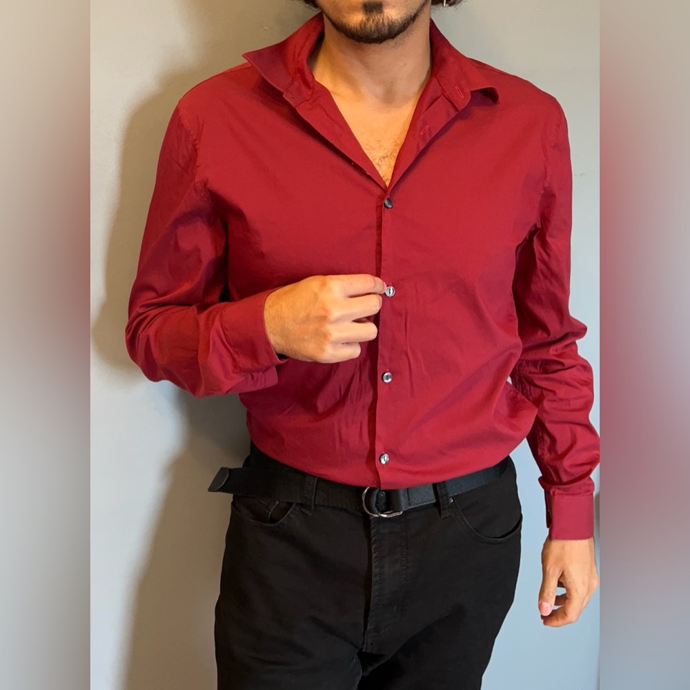 Calvin Klein Red Casual Dress Shirt